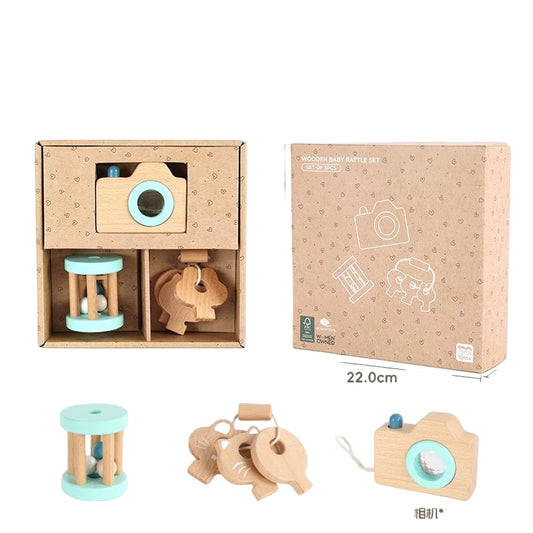 (Pre-Order Feijiani Wooden Baby Rattle Set