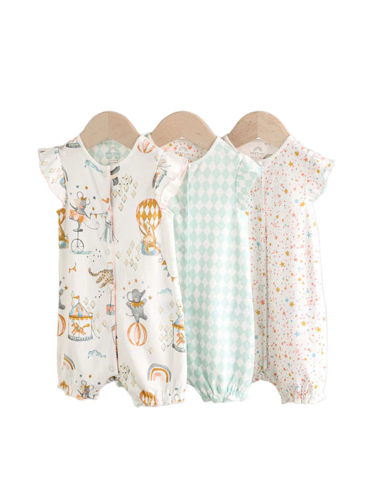 (Pre-Order) Multi Pastel Animal Print Baby 100% Cotton Romper