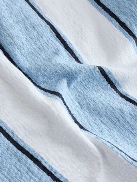 (Pre-Order) Next Blue/White 100% Cotton Short Sleeve Textured Polo