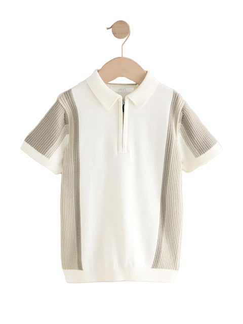 (Pre-Order) Next Argyle Knitted Zip Neck Polo Shirt