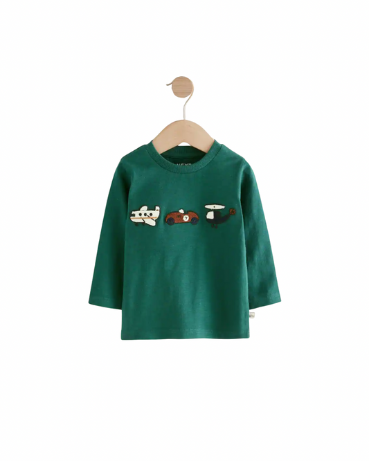 (Pre-Order) Green Transport Long Sleeve Appliqué T-Shirt