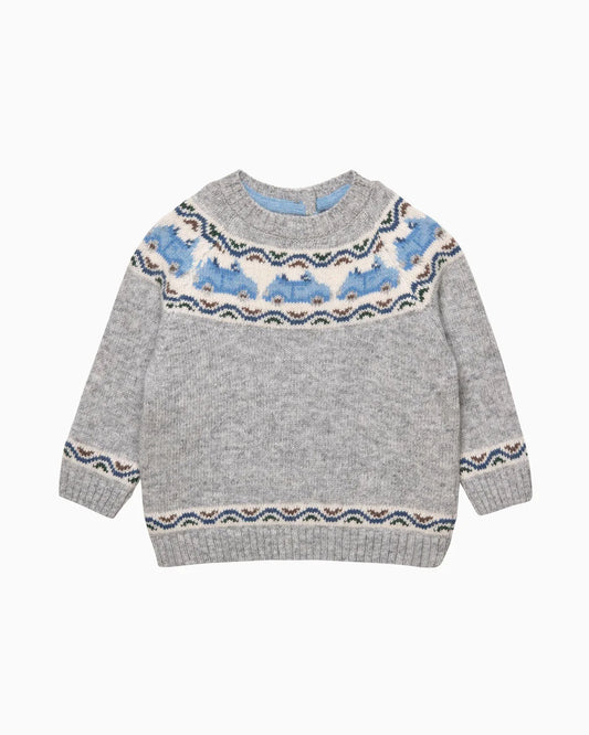 (Pre-Order) Trotters Baby Benji Car Fair Isle Jumper