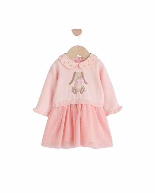 (Pre-Order) Next Pink Bunny Baby Knitted Twofer Dress