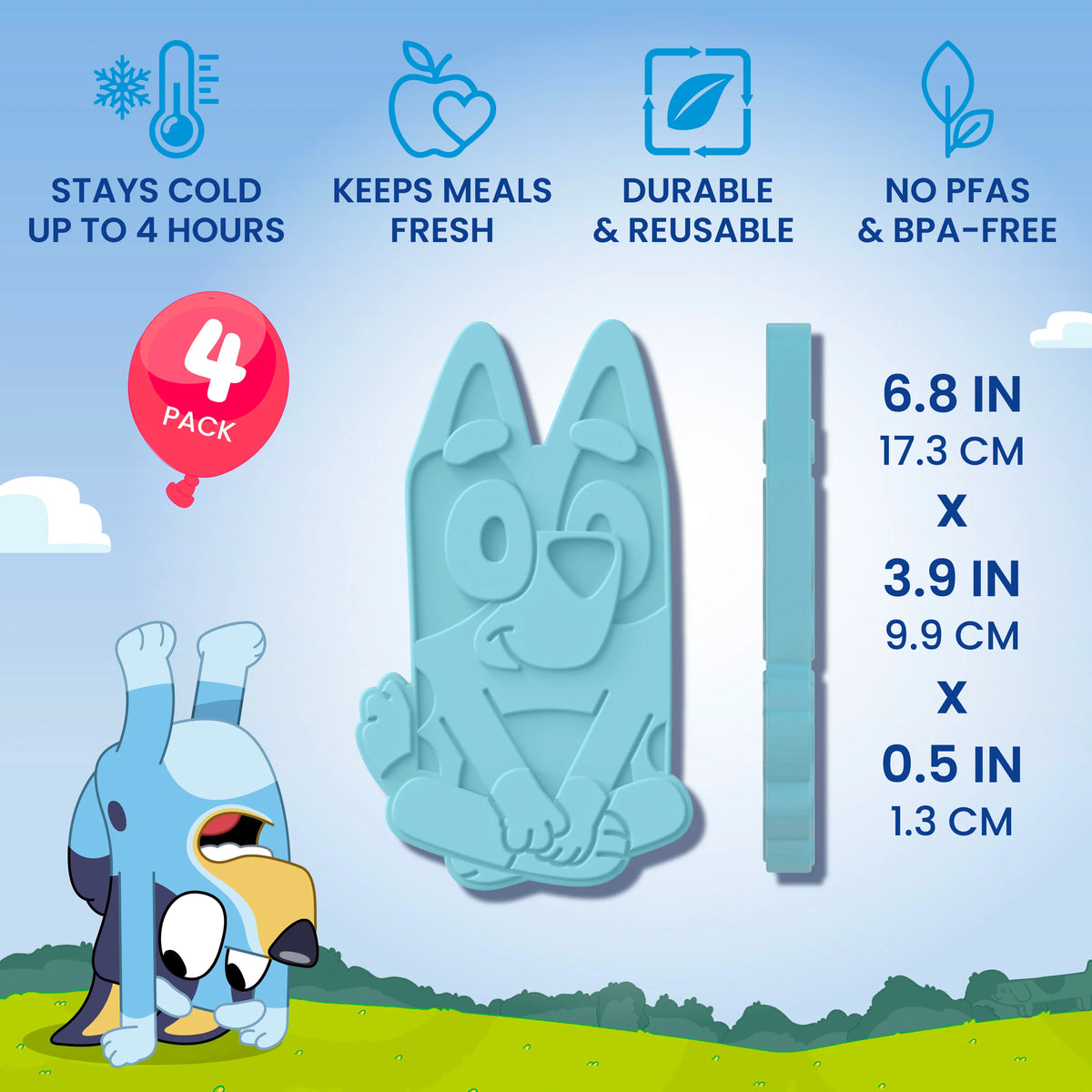 (Pre-Order) Bentgo + Bluey Reusable Ice Packs (4-Pack)