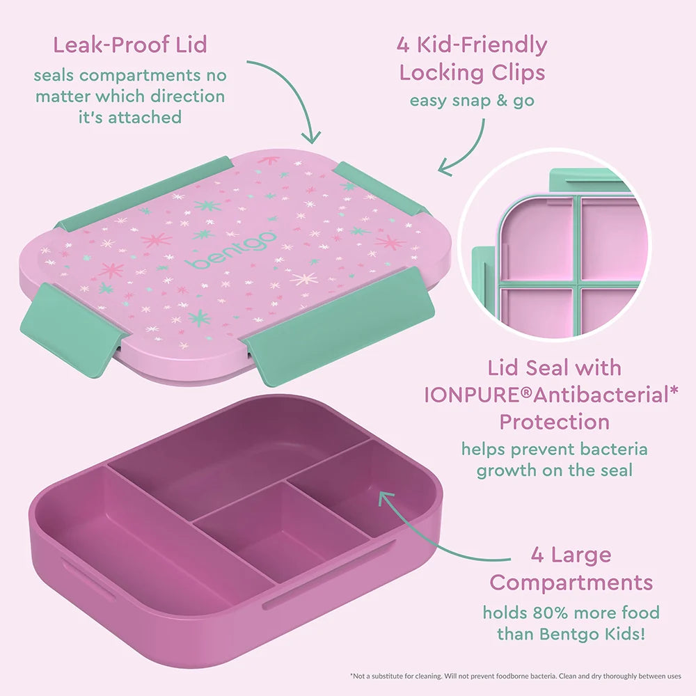 (Pre-Order) Bentgo Kids Snap & Go Lunch Box Starry Sprinkle Pink