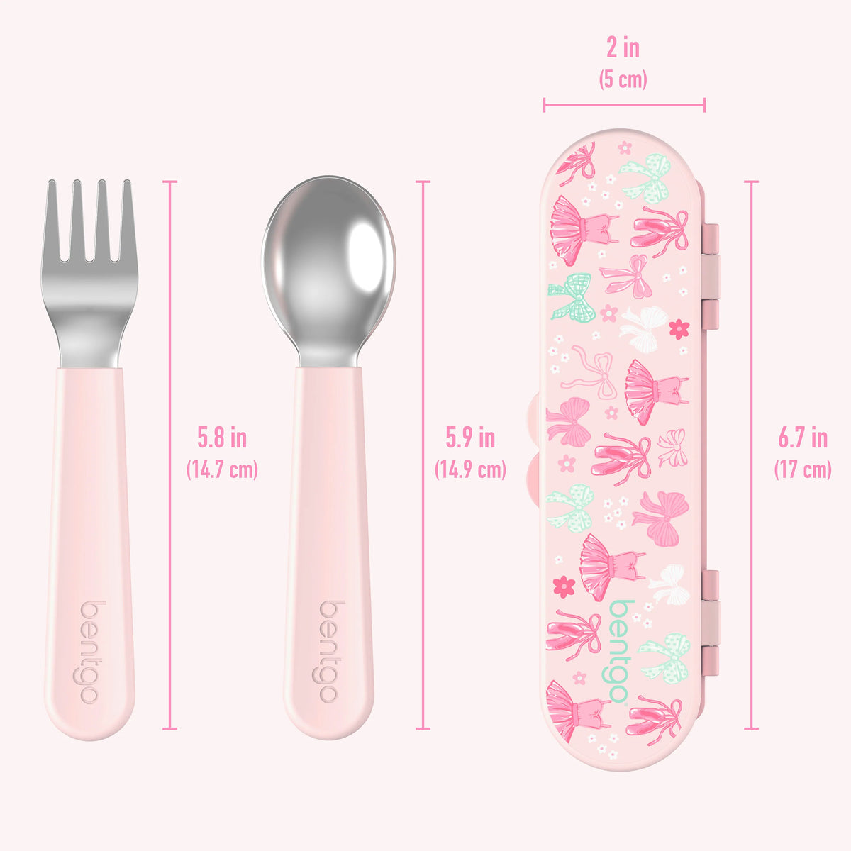 (Pre-Order) Bentgo Kids Stainless Steel Utensil Set Ballet and Bows