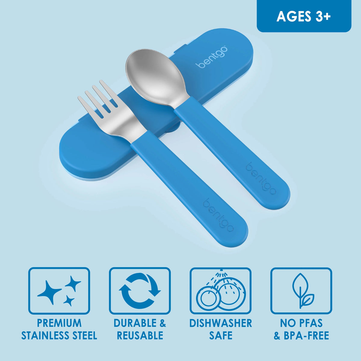 (Pre-Order) Bentgo Kids Stainless Steel Utensil Set Blue