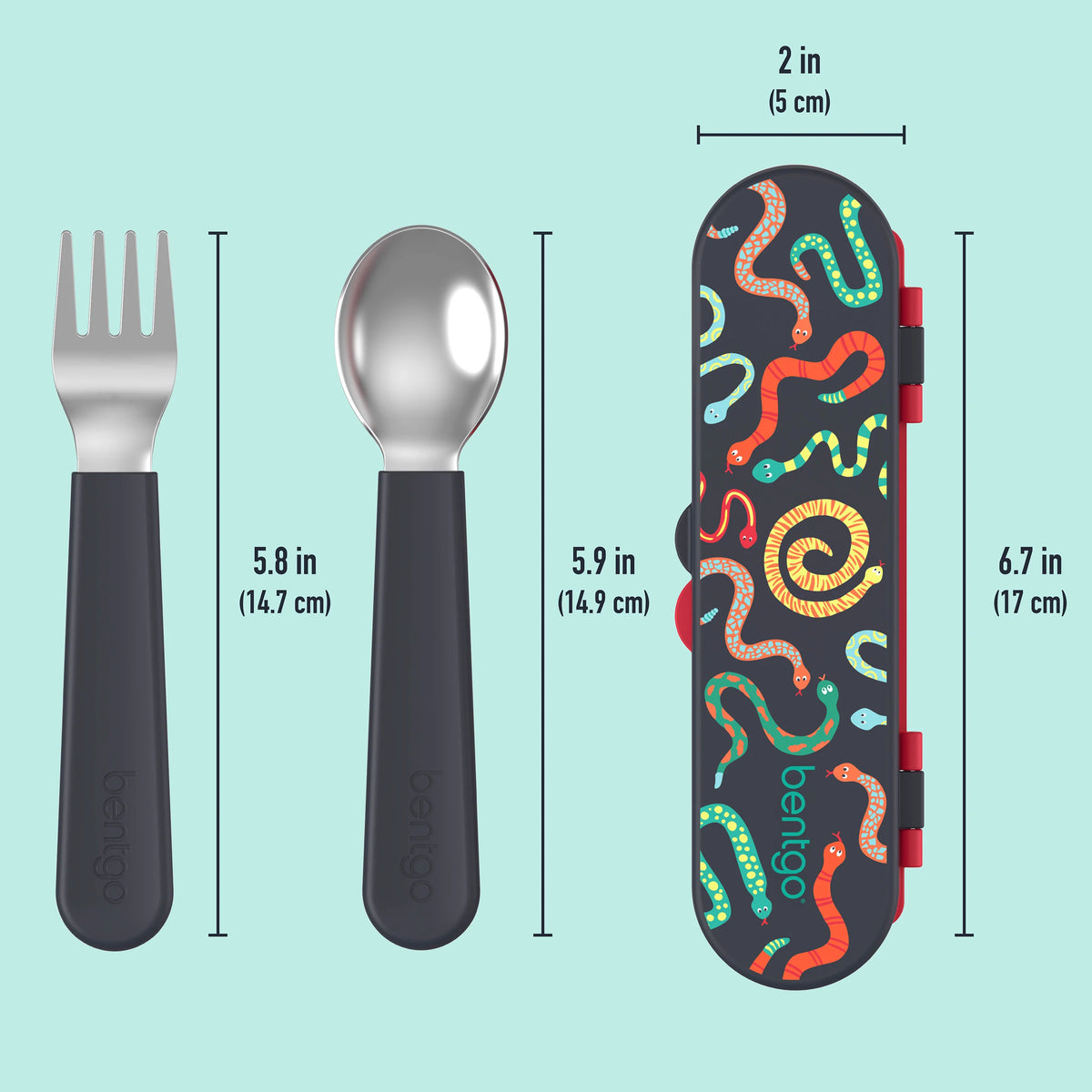 (Pre-Order) Bentgo Kids Stainless Steel Utensil Set Sssnakes