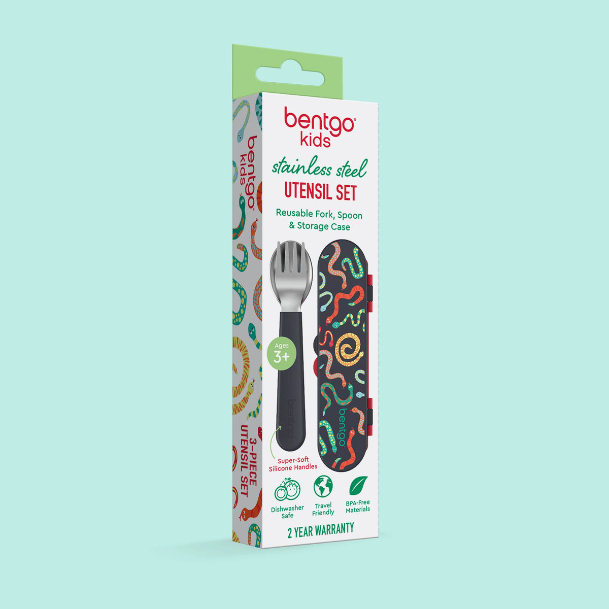 (Pre-Order) Bentgo Kids Stainless Steel Utensil Set Sssnakes