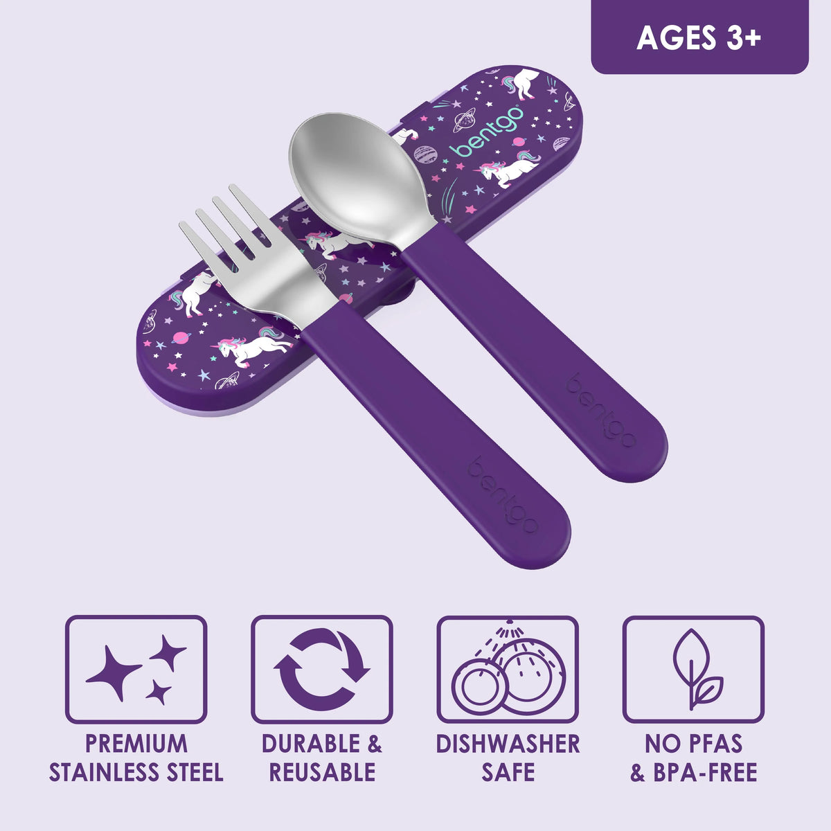 (Pre-Order) Bentgo Kids Stainless Steel Utensil Set Unicorn