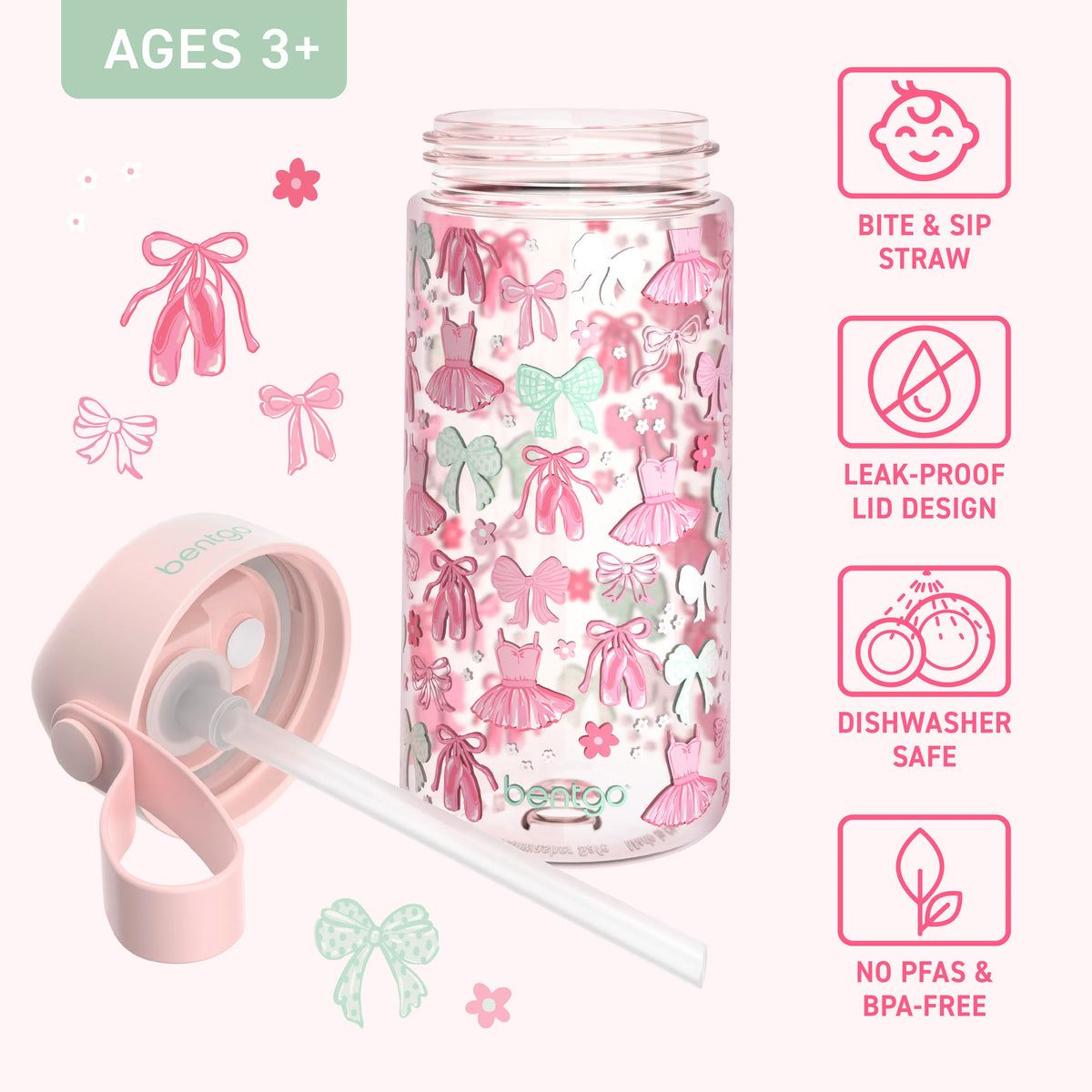 (Pre-Order) Bentgo Kids Water Bottle Ballet and Bows