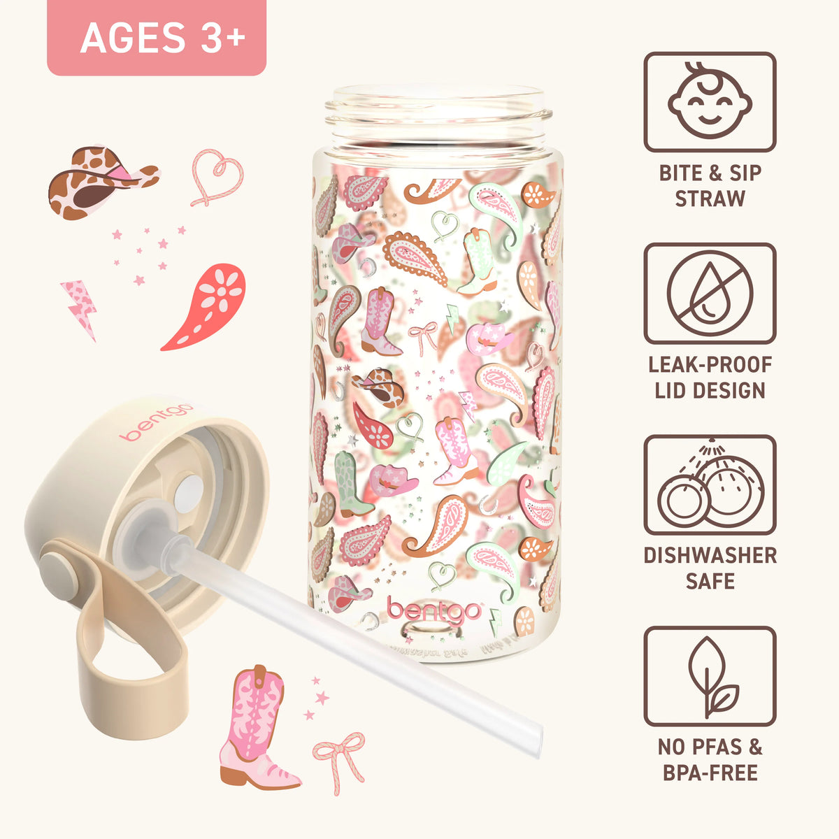 (Pre-Order) Bentgo Kids Water Bottle Cowgirl Dreams