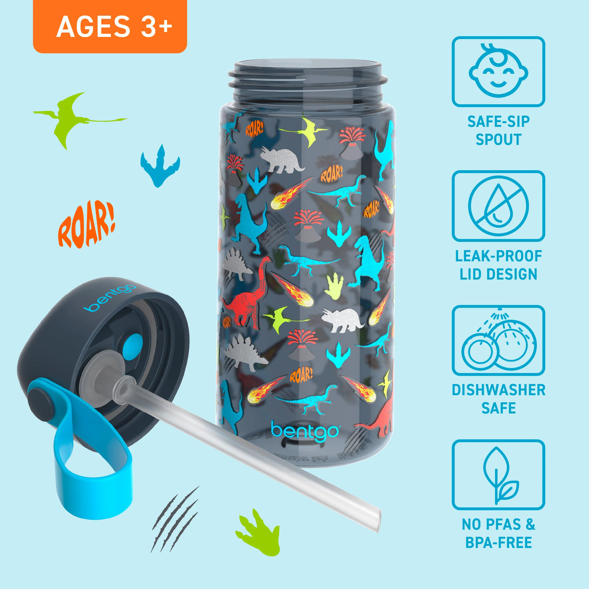 (Pre-Order) Bentgo Kids Water Bottle Dinosaur