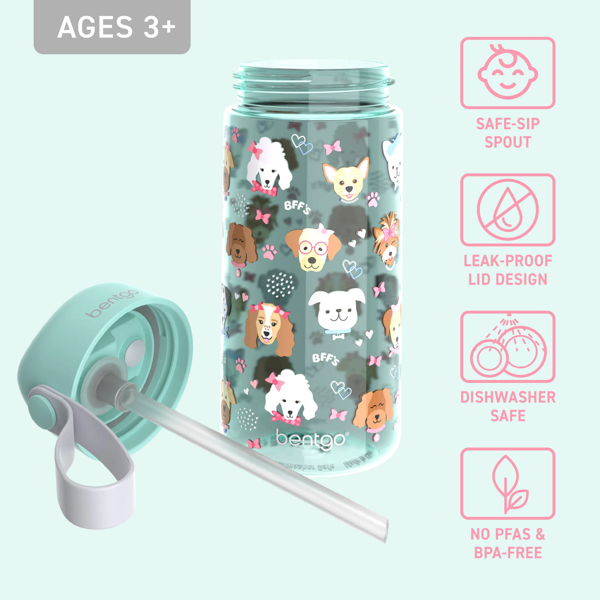 (Pre-Order) Bentgo Kids Water Bottle Puppy Love