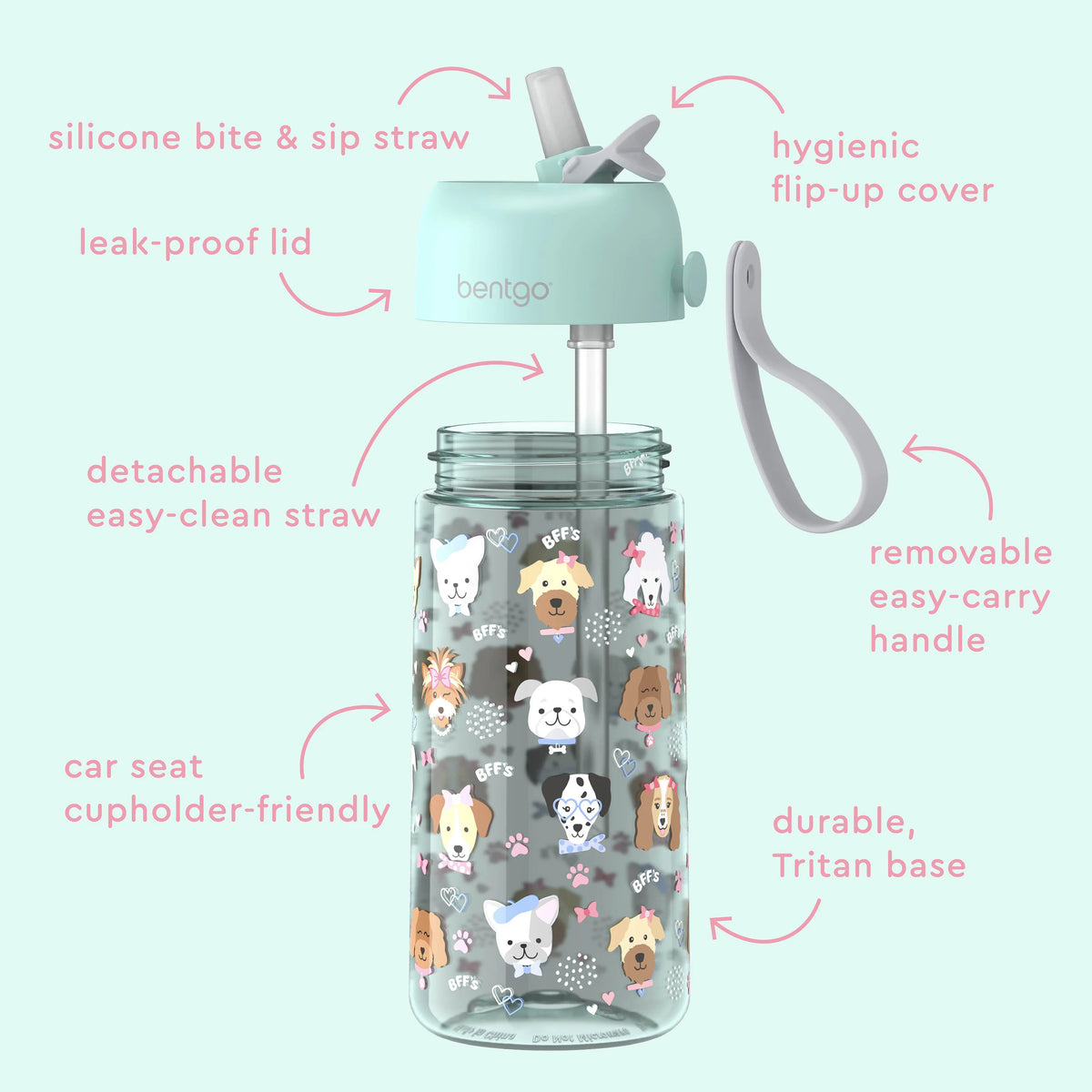 (Pre-Order) Bentgo Kids Water Bottle Puppy Love