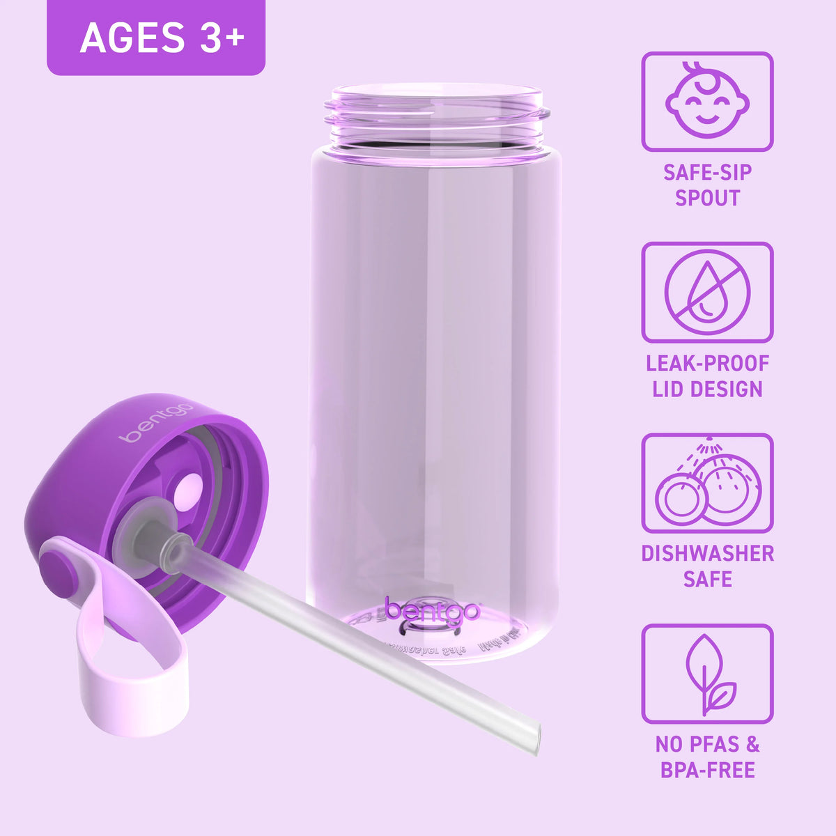 (Pre-Order) Bentgo Kids Water Bottle Purple