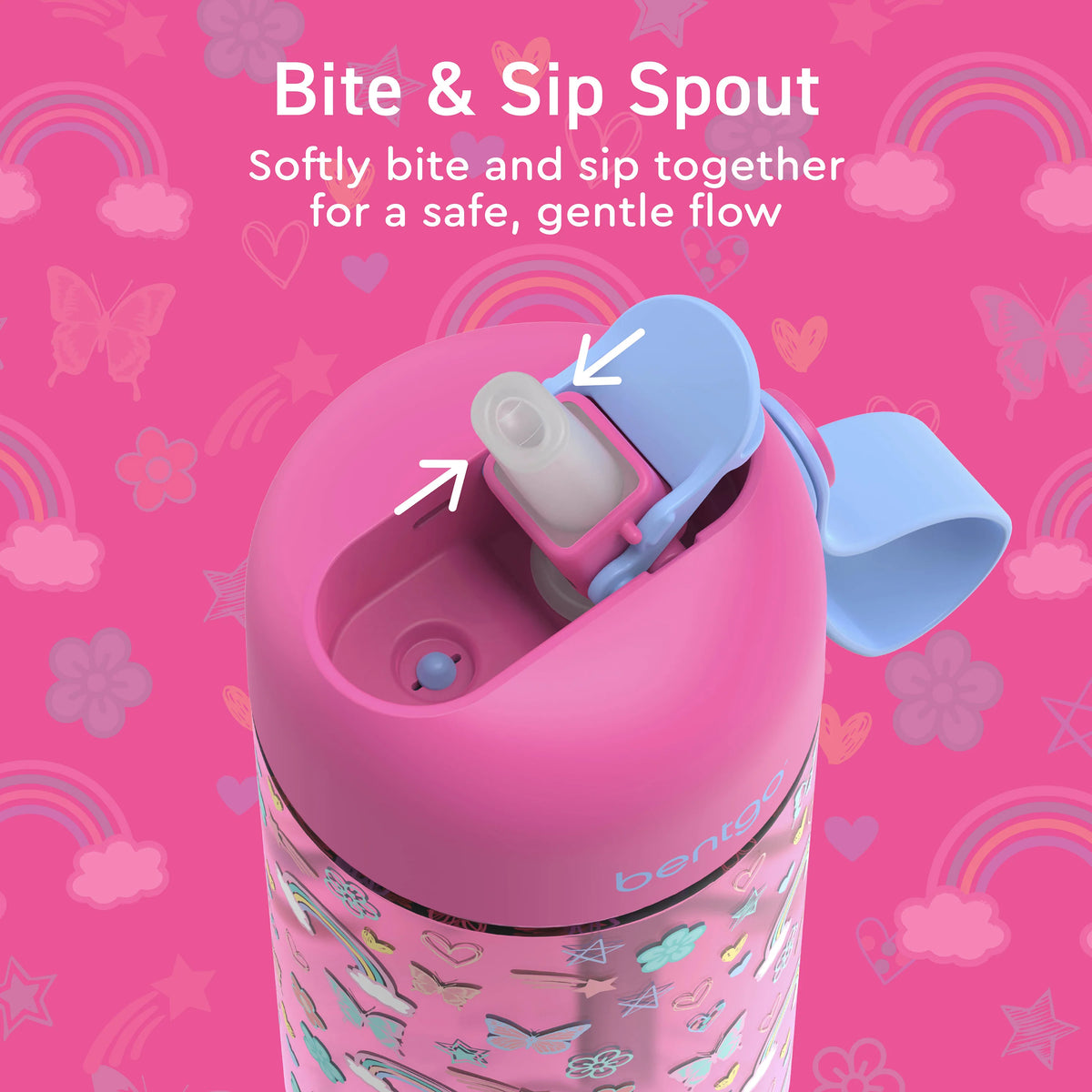 (Pre-Order) Bentgo Kids Water Bottle Rainbows and Butterflies