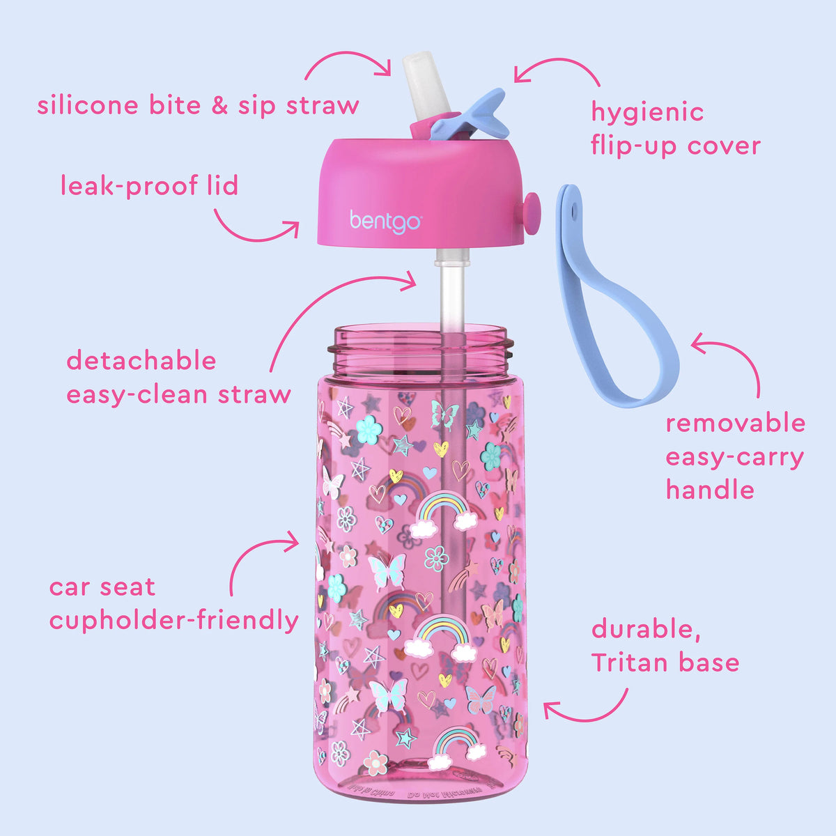 (Pre-Order) Bentgo Kids Water Bottle Rainbows and Butterflies