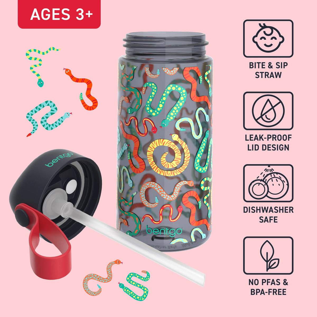(Pre-Order) Bentgo Kids Water Bottle Sssnakes