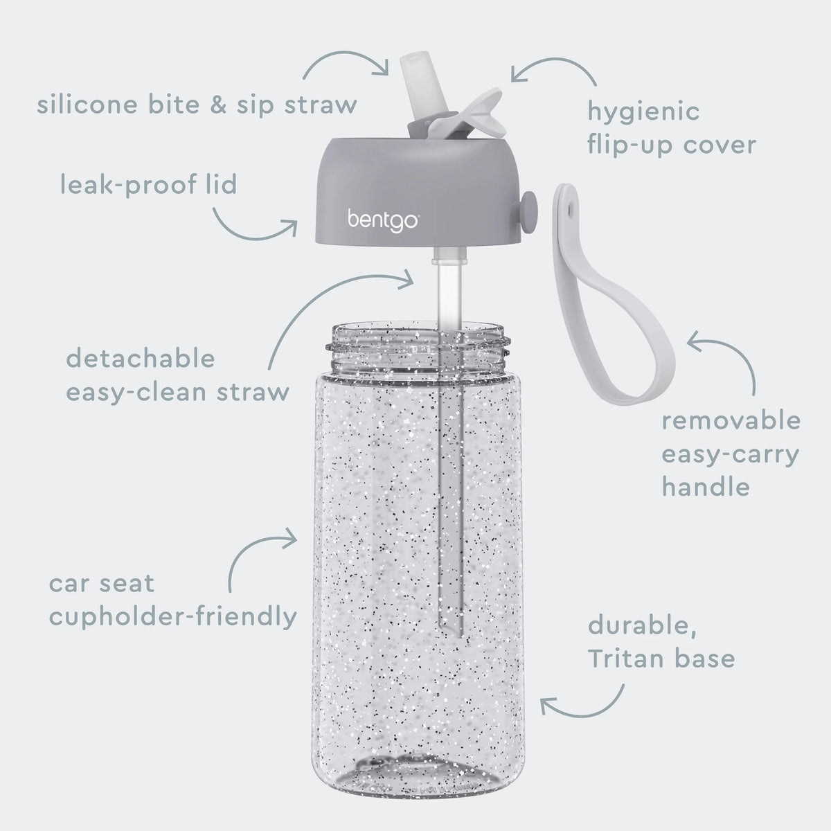 (Pre-Order) Bentgo Kids Water Bottle Silver Glitter