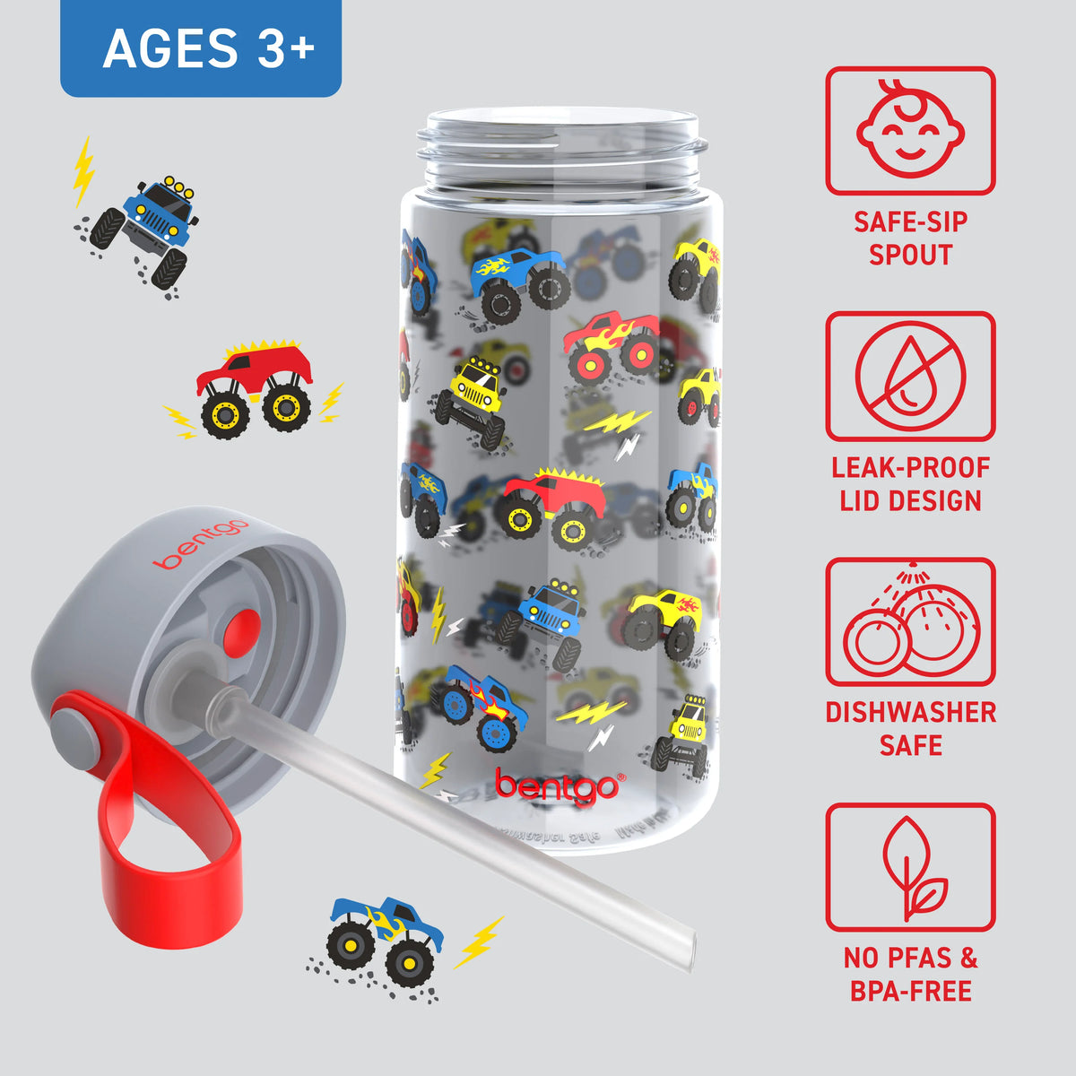 (Pre-Order) Bentgo Kids Water Bottle Trucks