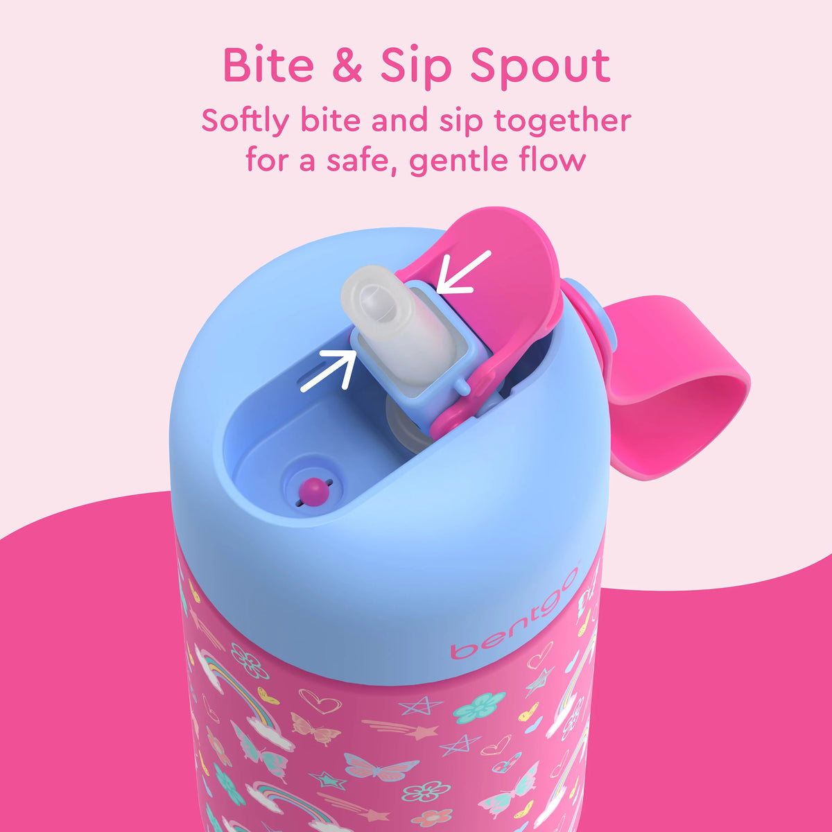 (Pre-Order) Bentgo Kids Stainless Steel Insulated Water Bottle Rainbows and Butterflies
