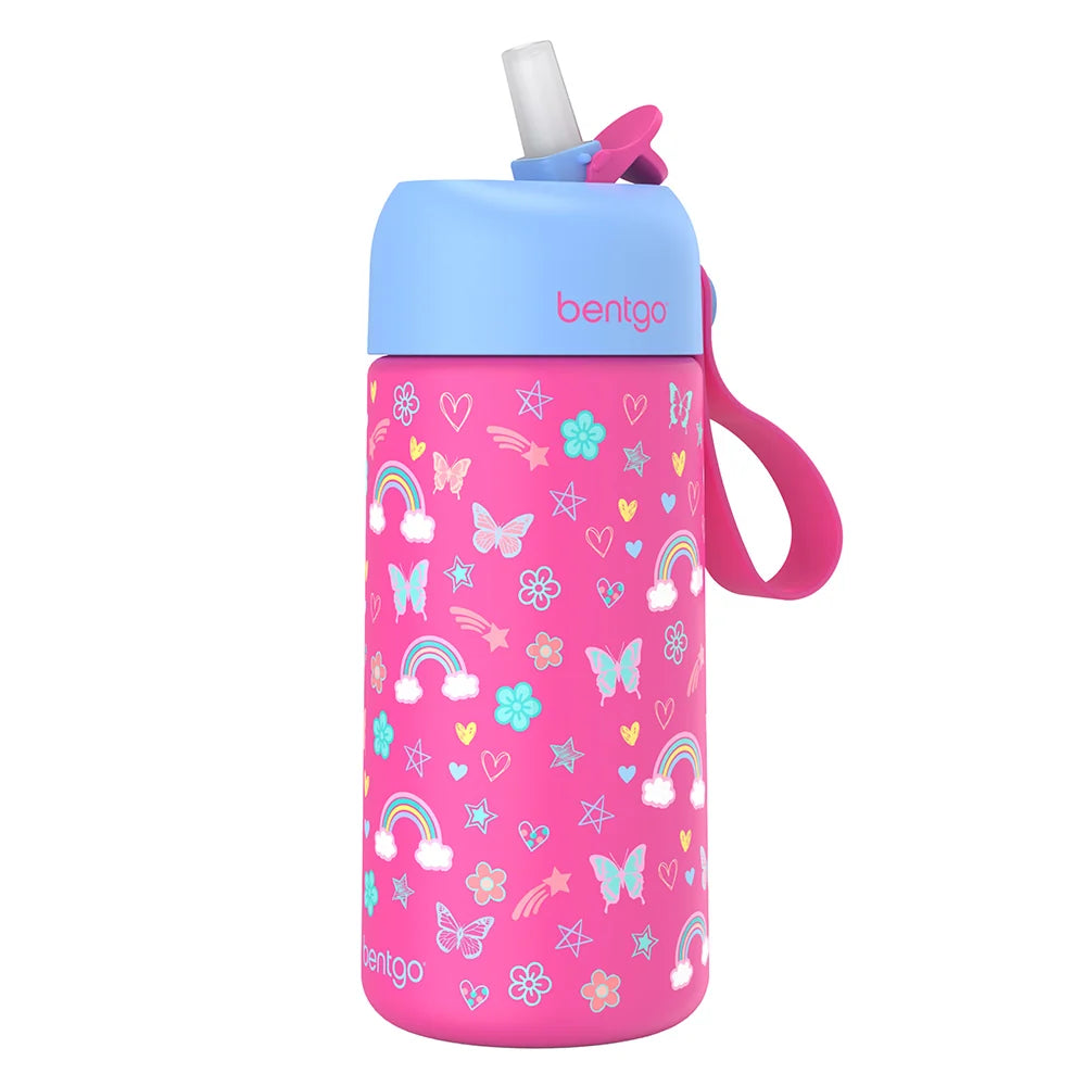 (Pre-Order) Bentgo Kids Stainless Steel Insulated Water Bottle Rainbows and Butterflies