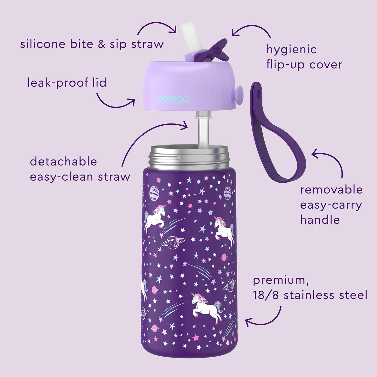 (Pre-Order) Bentgo Kids Stainless Steel Insulated Water Bottle Unicorn