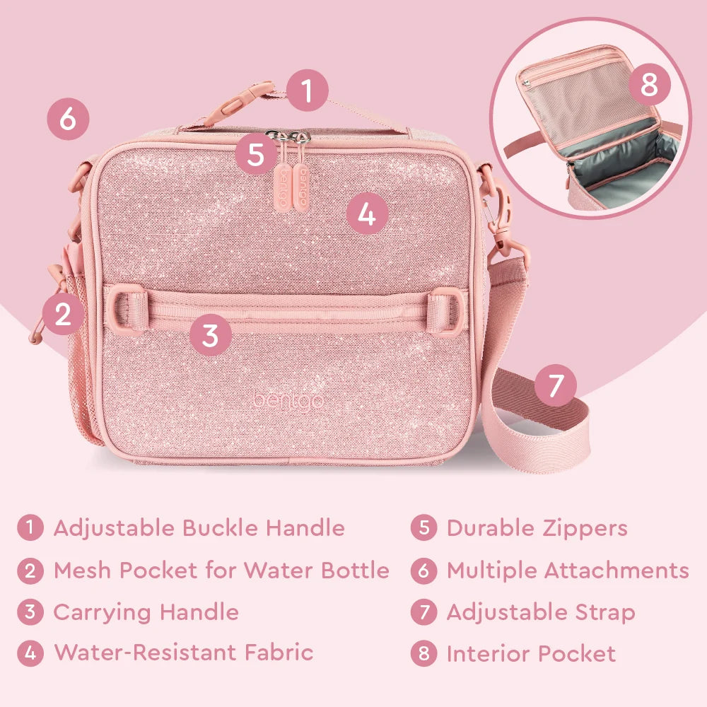 (Pre-Order) Bentgo Kids Lunch Bag Petal Pink Glitter