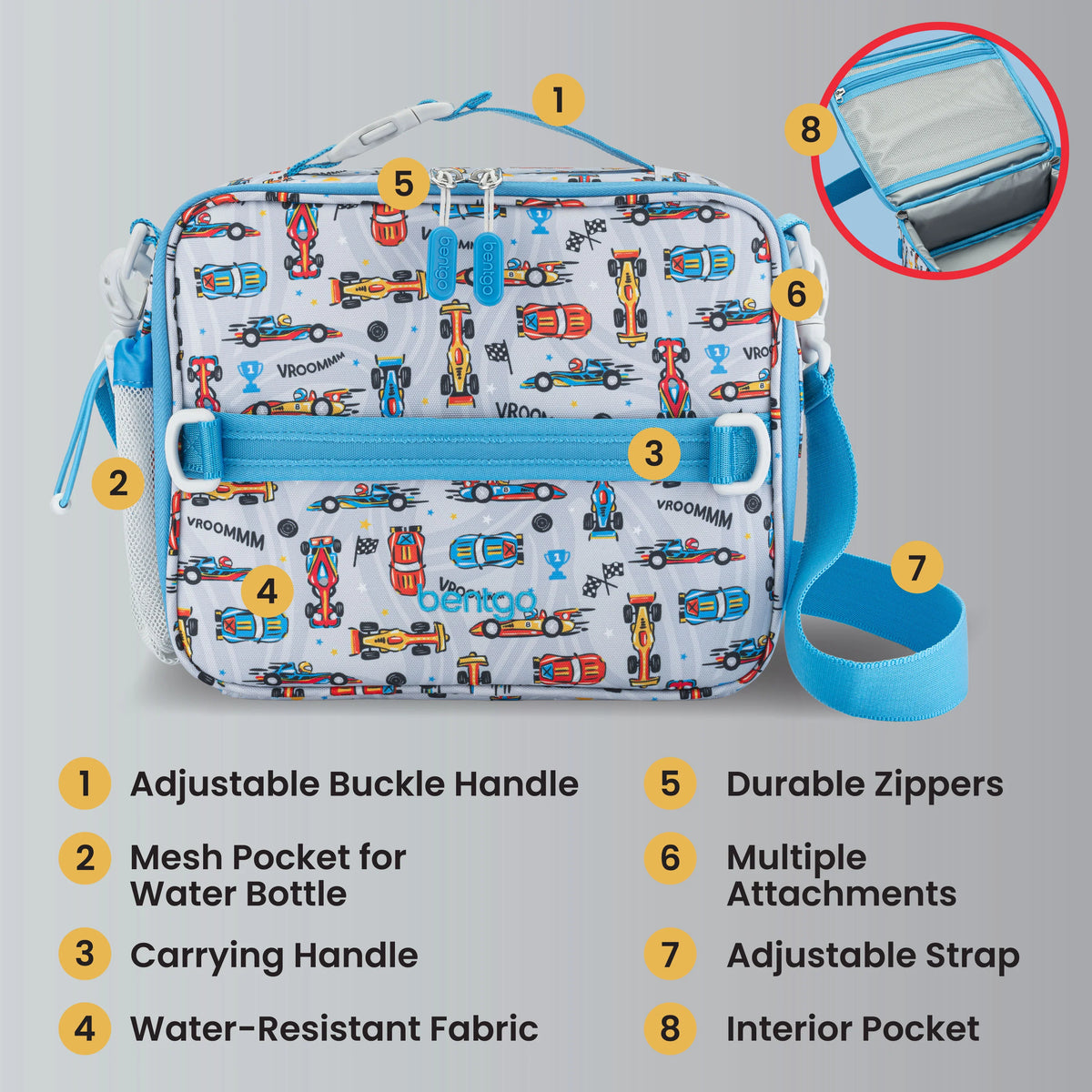 (Pre-Order) Bentgo Kids Prints Lunch Bag Race Cars