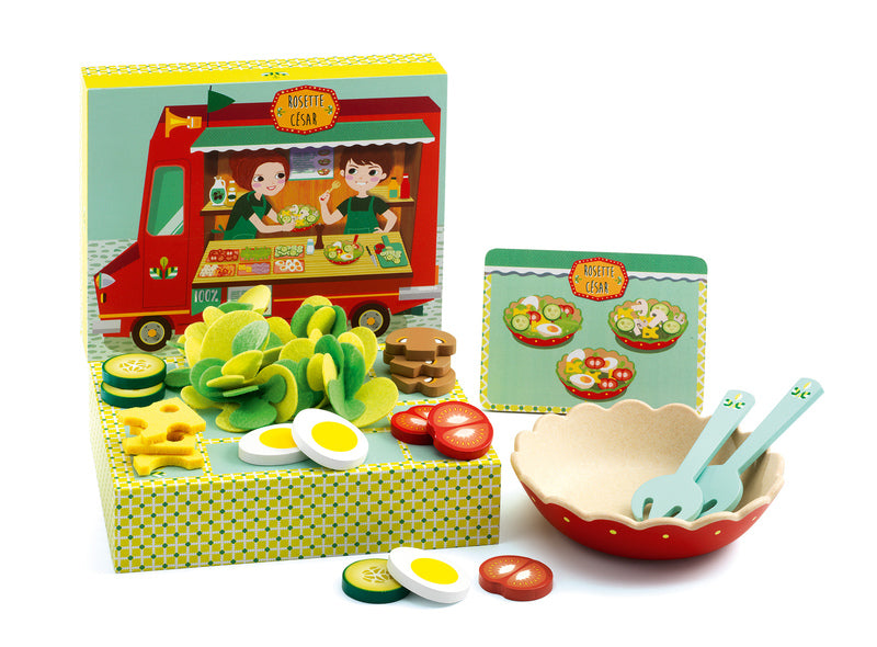 Djeco Rosette & Cesar Wooden Salad Bowl Play Set