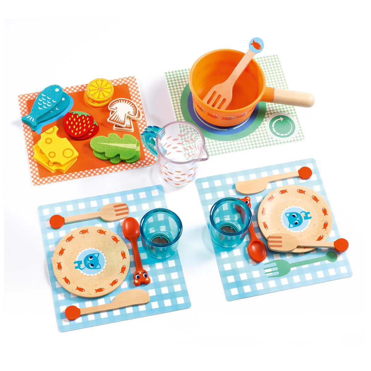 Djeco Dinner Time Kittens Role Play Food and Tableware Set