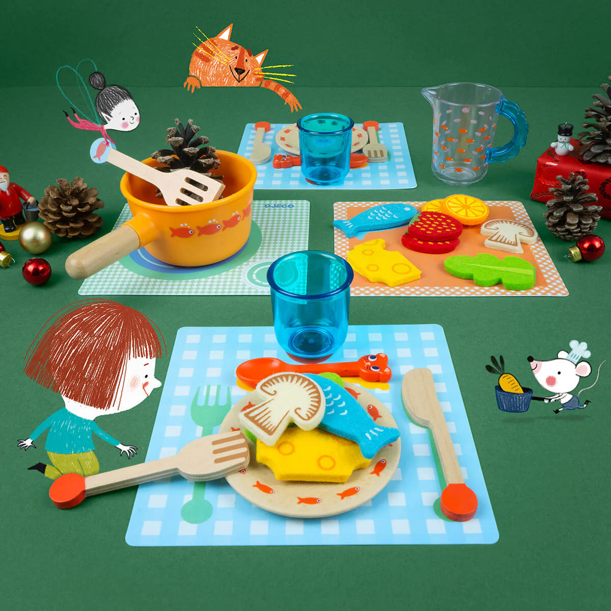 Djeco Dinner Time Kittens Role Play Food and Tableware Set