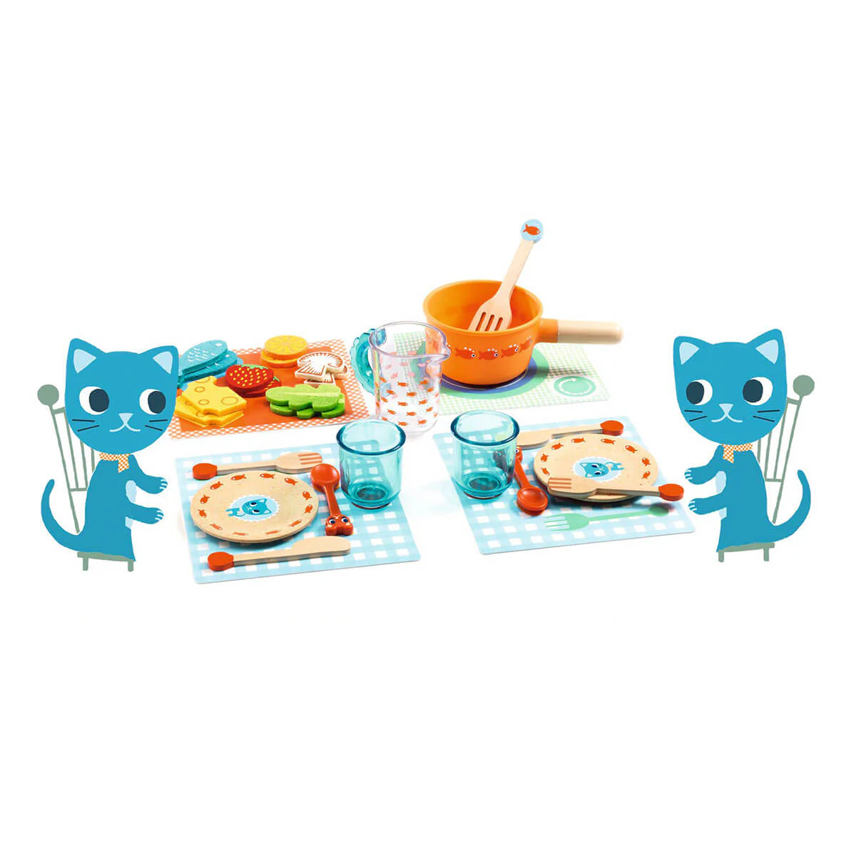 Djeco Dinner Time Kittens Role Play Food and Tableware Set