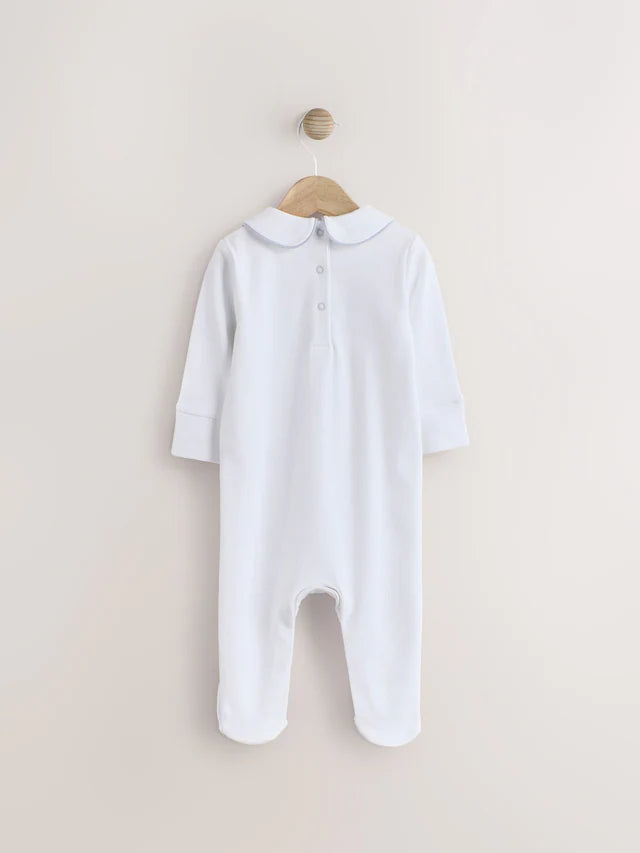 (Pre-Order) Next White Bear Occasion Baby Sleepsuit