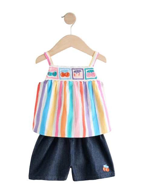 (Pre-Order) Rainbow 100% Cotton Top and Shorts Set (3mths-7yrs)