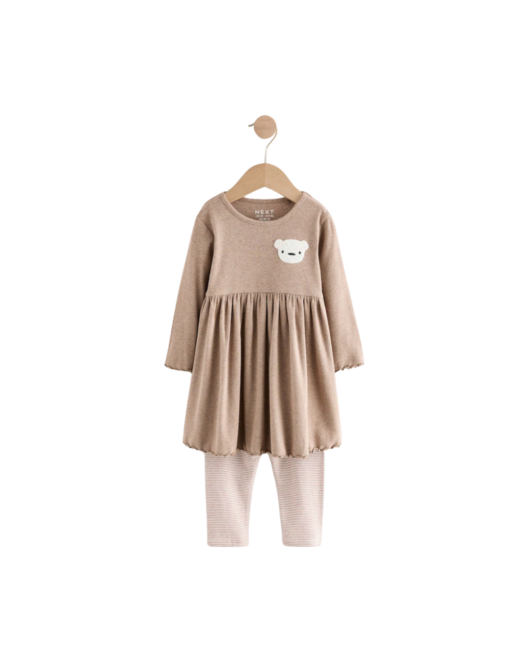 (Pre-Order) Neutral Bear Long Sleeve Dress and Leggings Set