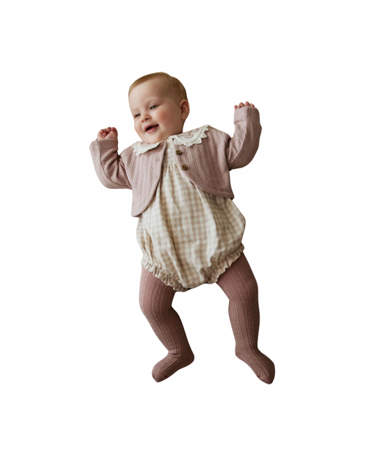 (Pre-Order) Next Pink Bubble Romper Long Sleeve Bodysuit Cardigan and Tights