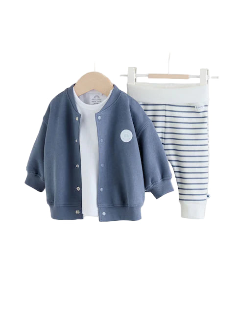 (Pre-Order) Next Stripe Baby Jersey Jacket, Bodysuit and Leggings 3 Piece Set