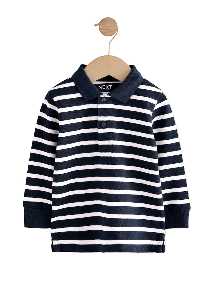 (Pre-Order) Next Striped Long Sleeve Polo Shirt