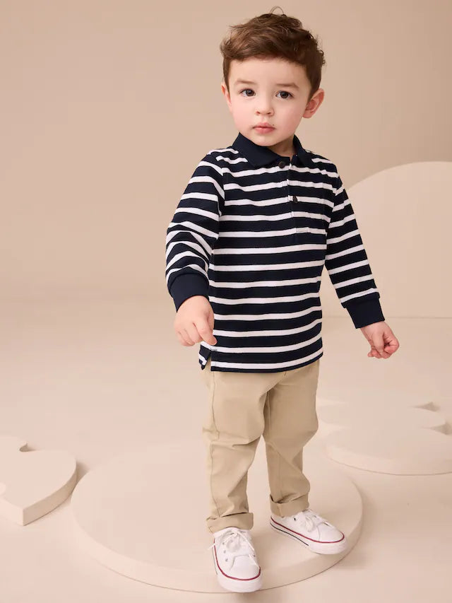 (Pre-Order) Next Striped Long Sleeve Polo Shirt