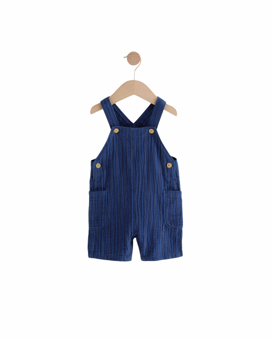 (Pre-Order) Blue 100% Cotton Short Sleeve Texture Hooded Shirt and Shorts Set