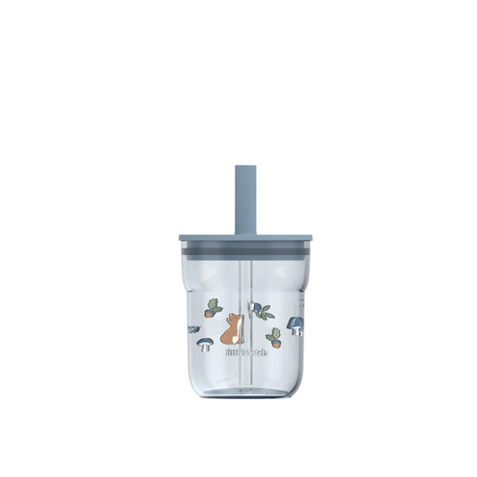 (PREORDER) Little Dutch Children's glass 250 ml With Straw Forest Friends
