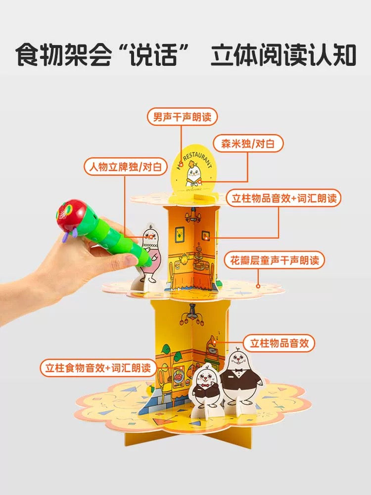 (Pre-order) Little Bean Kids Three Tier Food Stand Card Game - Reading Pen Compatible