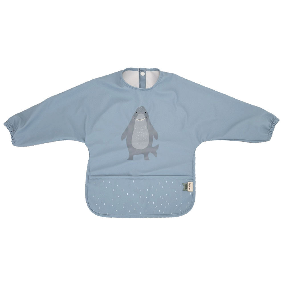 (Pre-Order)Trixie Water-repellent bib with sleeves - Mr. Shark