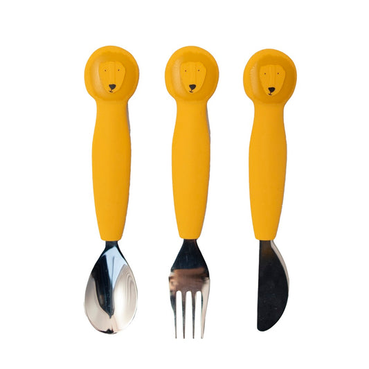 (Pre-Order) SALE Trixie Children's cutlery set made of silicone, 3-piece - Mr. Lion