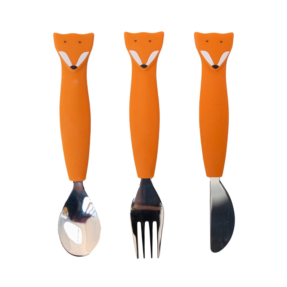 (Pre-Order) SALE Trixie Children's cutlery set made of silicone, 3-piece - Mr. Fox
