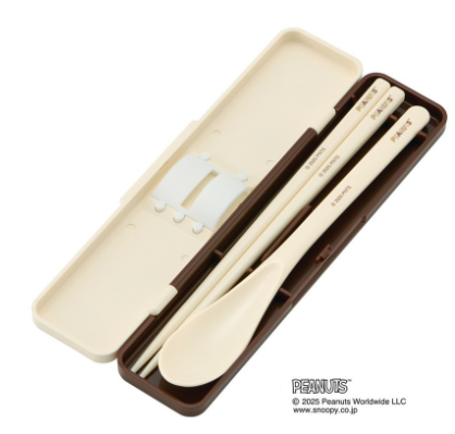 (Pre-Order) Skater Silent Chopsticks and Spoon Set, 18cm, Snoopy & Bear