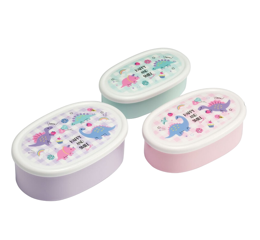 (Pre-Order) Skater Set of 3 Antibacterial Sealable Lunch Boxes, Happy & Smile Rainbow Design