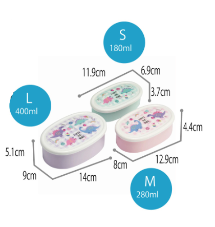 (Pre-Order) Skater Set of 3 Antibacterial Sealable Lunch Boxes, Happy & Smile Rainbow Design